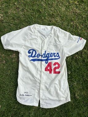 Dodgers Jackie, Robinson 42 White Baseball Jersey